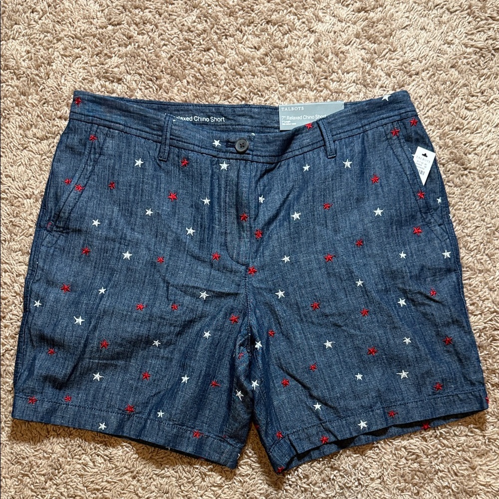Talbots Dark Blue Chino Shorts with Star Details